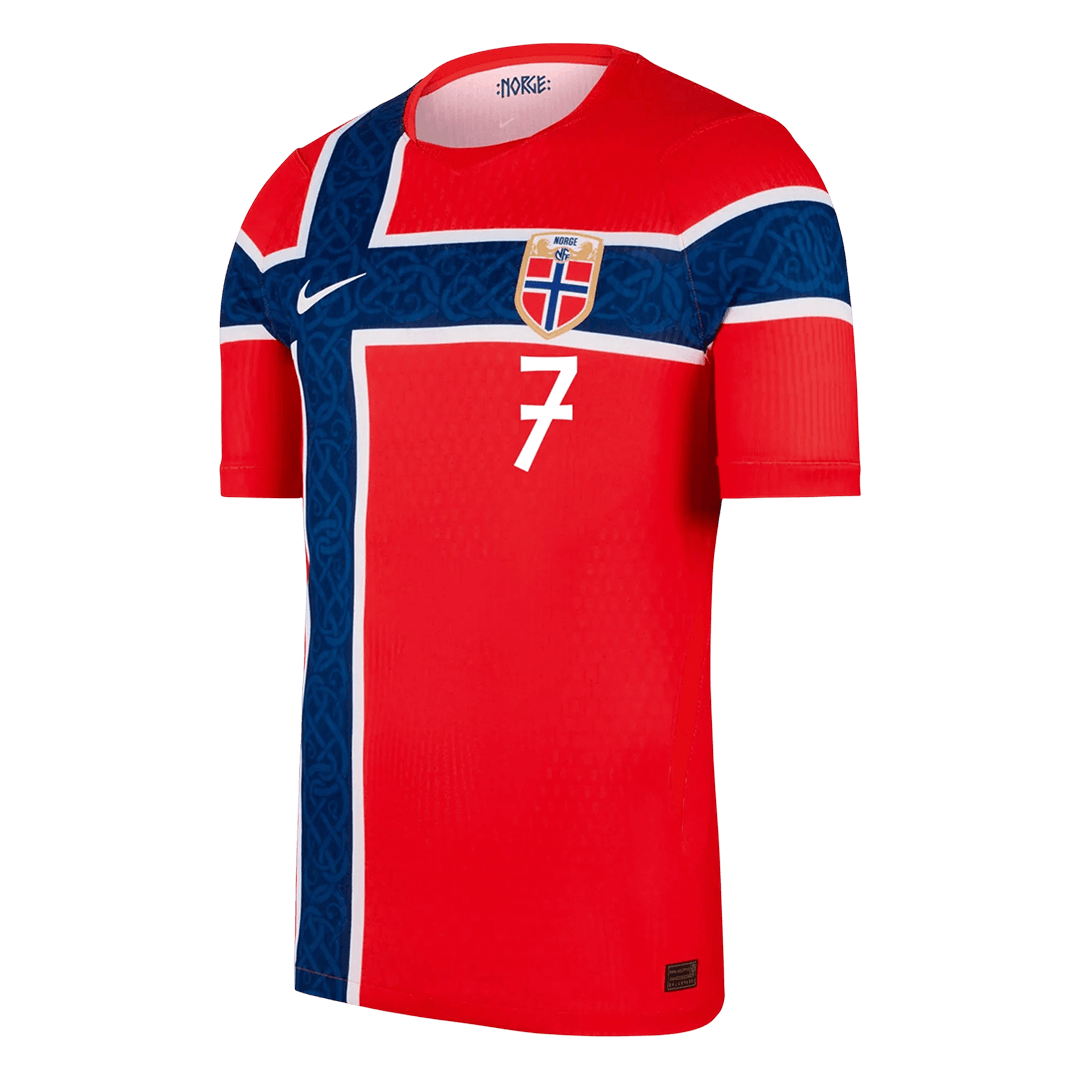 SØRLOTH #7 Norway Thuis Spelersversie Voetbalshirt WK Voetbal 2026 - Slim Fit - achterkant