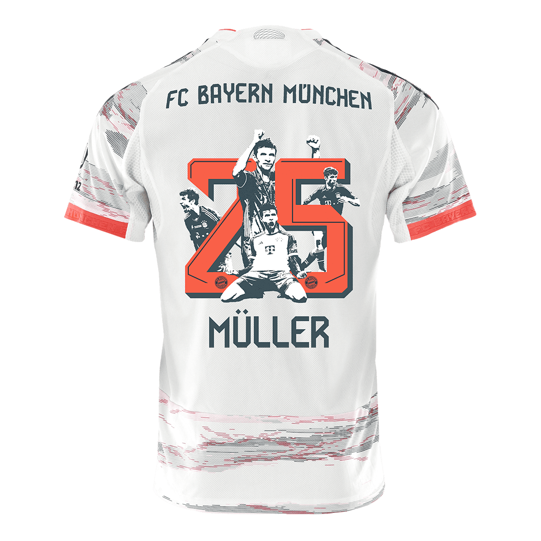 MÜLLER Special #25 Bayern Munich Uit Spelersversie Voetbalshirt 2025/26 - Slim Fit