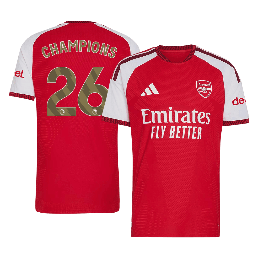 CHAMPIONS #26 Arsenal Thuis Spelersversie Voetbalshirt 2026/27 - Slim Fit - voorkant