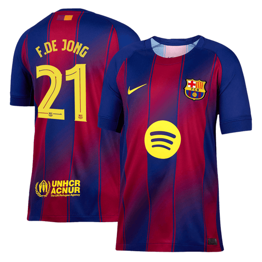 F.DE JONG #21 Heren Barcelona Thuis Voetbalshirt 2025/26 - UCL