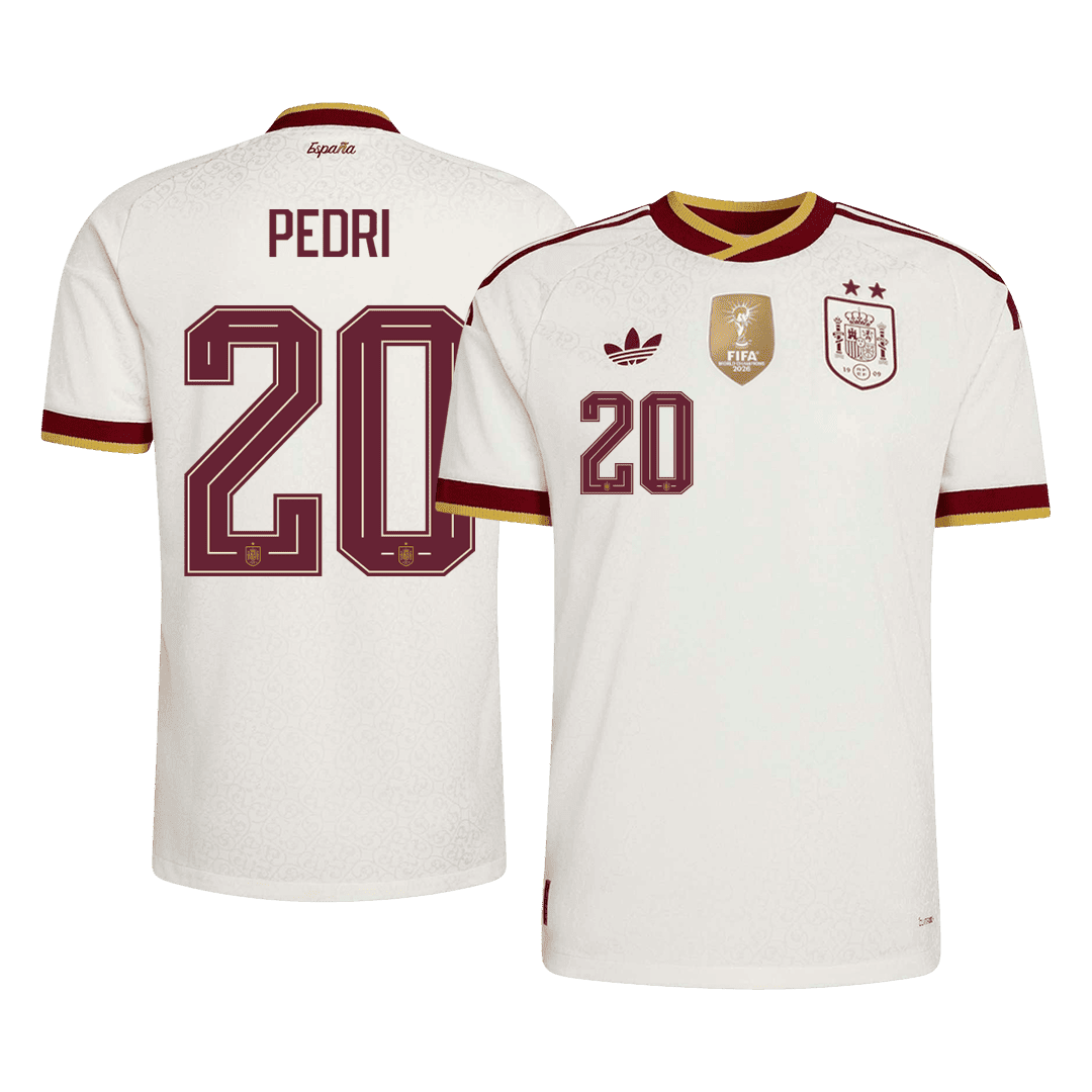 PEDRI #20 Spanje Spelersversie Uitshirt WK Voetbal 2026 - slim fit【Kampioenseditie】