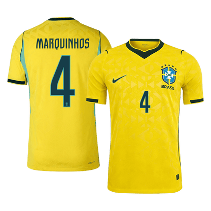 MARQUINHOS #4 Brazil Thuis Spelersversie Voetbalshirt WK Voetbal 2026 - Slim Fit
