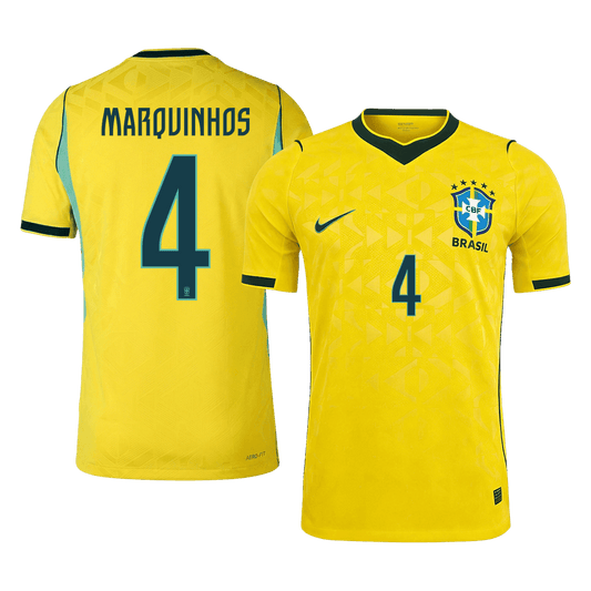 MARQUINHOS #4 Brazil Thuis Spelersversie Voetbalshirt WK Voetbal 2026 - Slim Fit