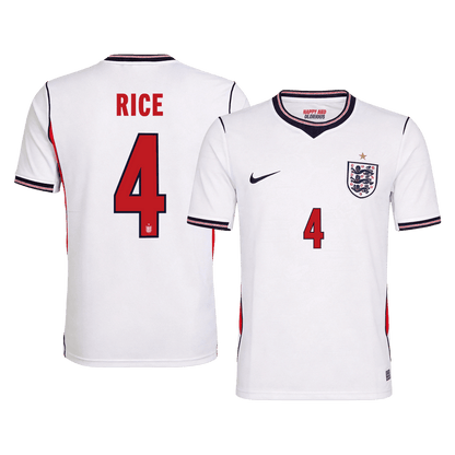 RICE #4 Heren England Thuis Voetbalshirt WK Voetbal 2026 - voorkant