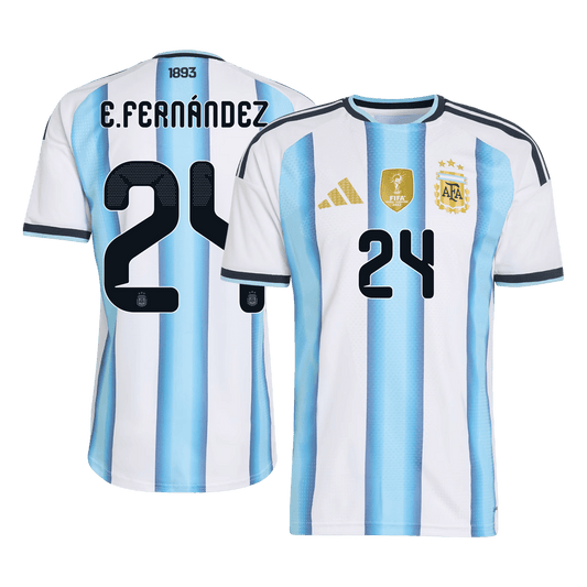 E. FERNÁNDEZ #24 Argentina Thuis Spelersversie Voetbalshirt WK Voetbal 2026 - Slim Fit