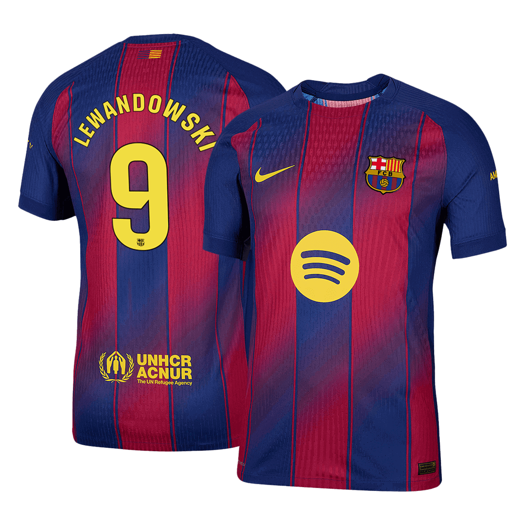 LEWANDOWSKI #9 Barcelona Thuis Spelersversie Voetbalshirt 2025/26 - Slim Fit