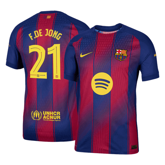 F.DE JONG #21 Barcelona Thuis Spelersversie Voetbalshirt 2025/26 - UCL - Slim Fit
