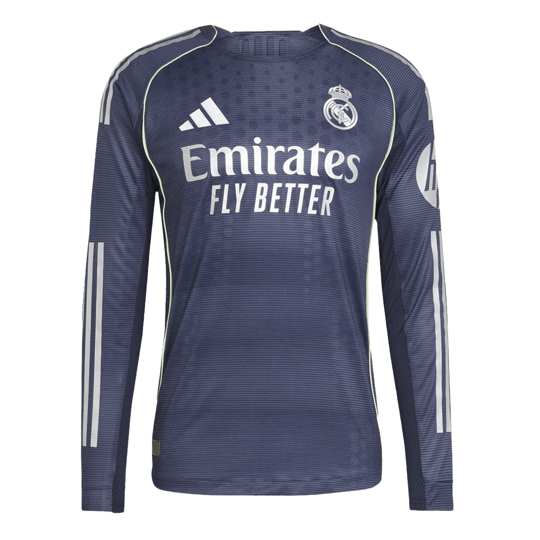 Real Madrid Uit Spelersversie Lange Mouwen Voetbalshirt 2025/26 - Slim Fit