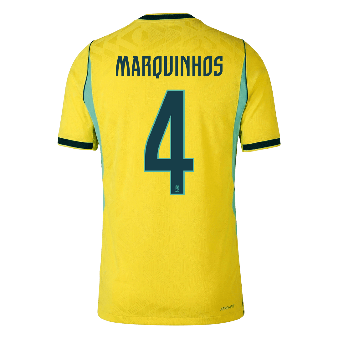 MARQUINHOS #4 Brazil Thuis Spelersversie Voetbalshirt WK Voetbal 2026 - Slim Fit
