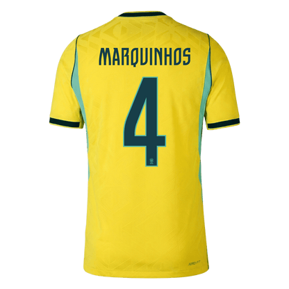 MARQUINHOS #4 Brazil Thuis Spelersversie Voetbalshirt WK Voetbal 2026 - Slim Fit