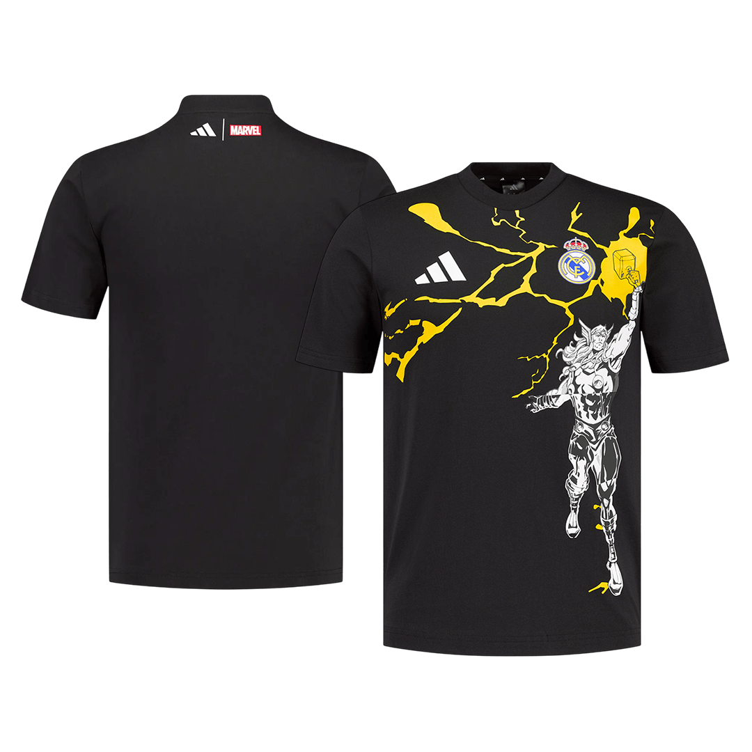 Heren Real Madrid X Marvel Voetbalshirt 2025/26 Zwart