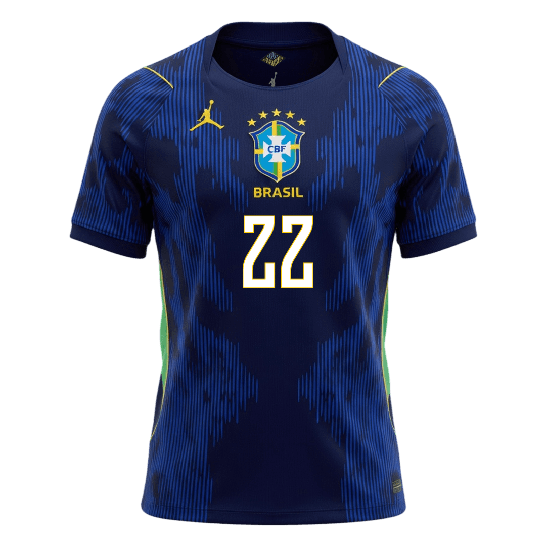 JOÃO PEDRO #22 Heren Brazil Uit Voetbalshirt WK Voetbal 2026