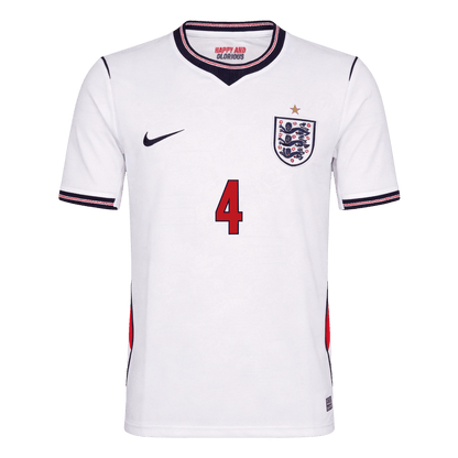 RICE #4 Heren England Thuis Voetbalshirt WK Voetbal 2026 - achterkant