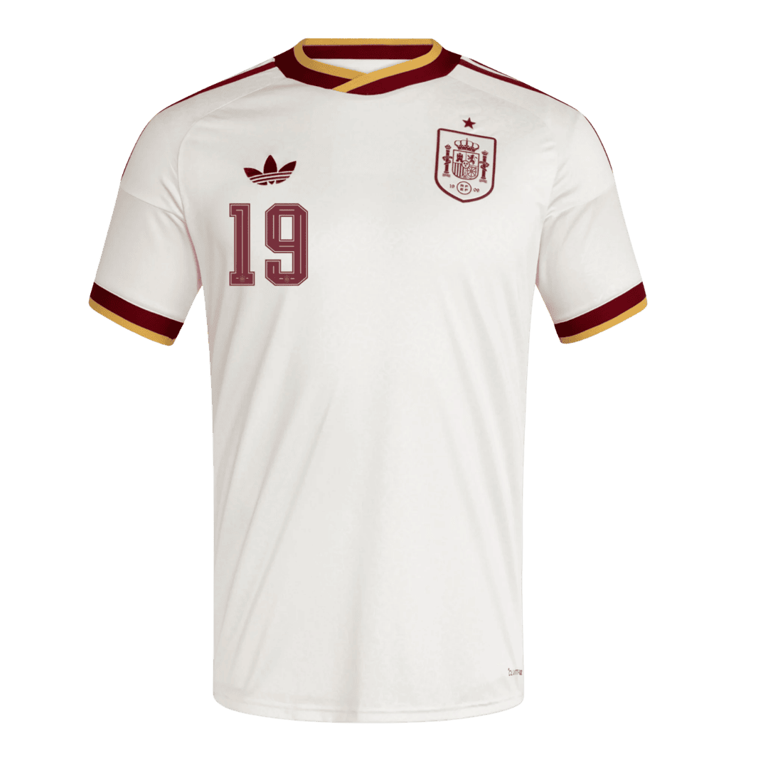 LAMINE YAMAL #19 Heren Spain Uit Voetbalshirt WK Voetbal 2026 - achterkant