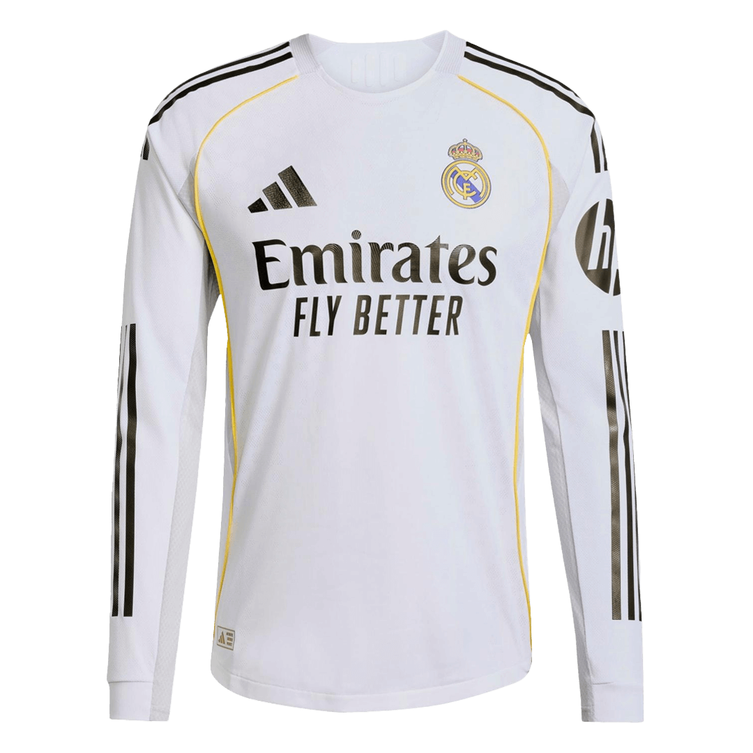 Real Madrid Thuis Spelersversie Lange Mouwen Voetbalshirt 2025/26 - Slim Fit
