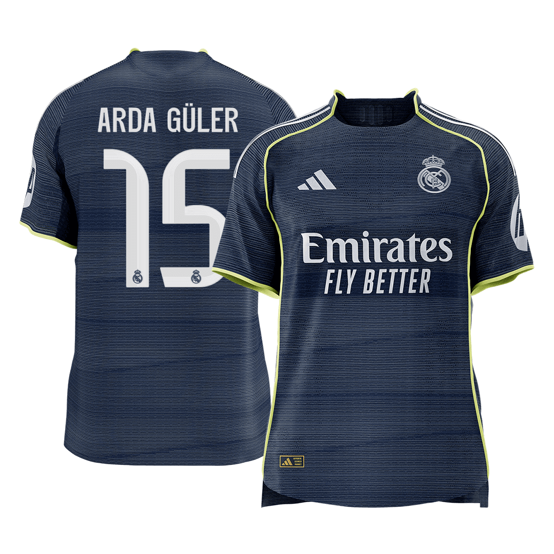ARDA GÜLER #15 Real Madrid Uit Spelersversie Voetbalshirt 2025/26 - Slim Fit [PREMIUM]