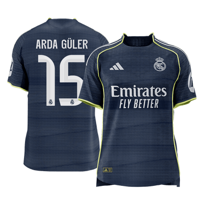 ARDA GÜLER #15 Real Madrid Uit Spelersversie Voetbalshirt 2025/26 - Slim Fit [PREMIUM]