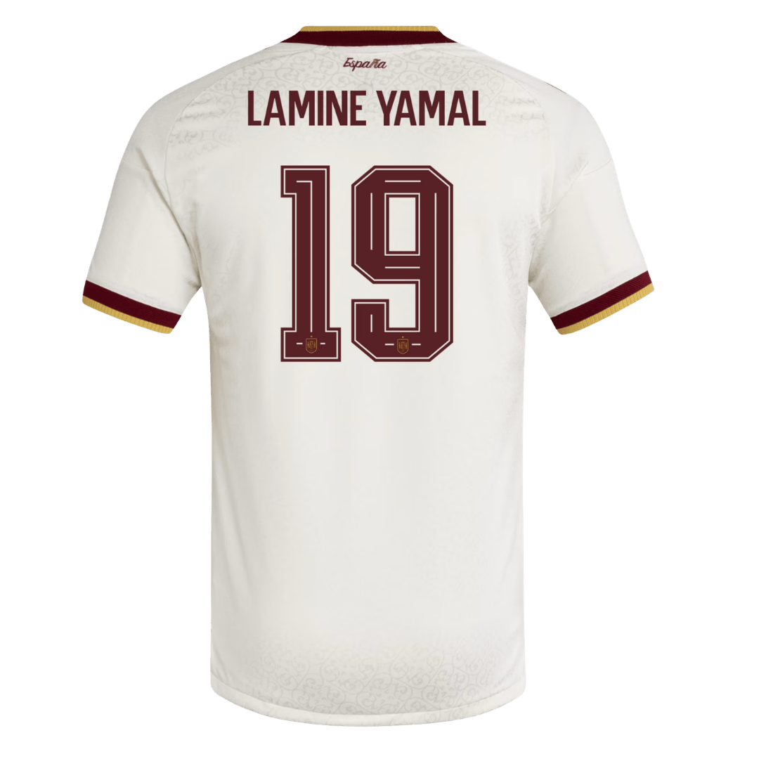 LAMINE YAMAL #19 Spain Uit Spelersversie Voetbalshirt WK Voetbal 2026 - Slim Fit - achterkant