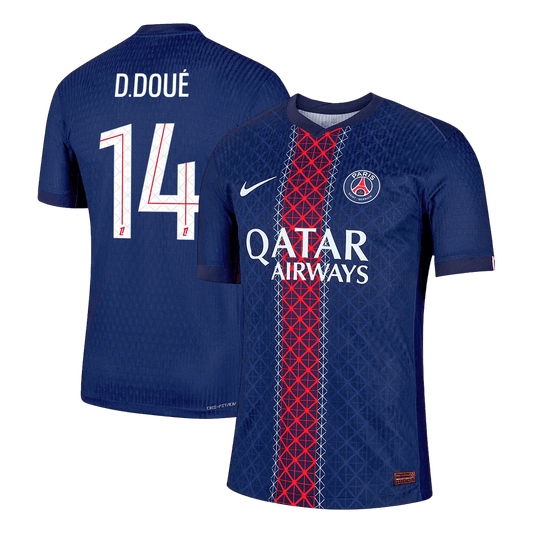 D.DOUÉ #14 Maillot de Football PSG Version Joueur Domicile 2025/26 - Coupe Slim