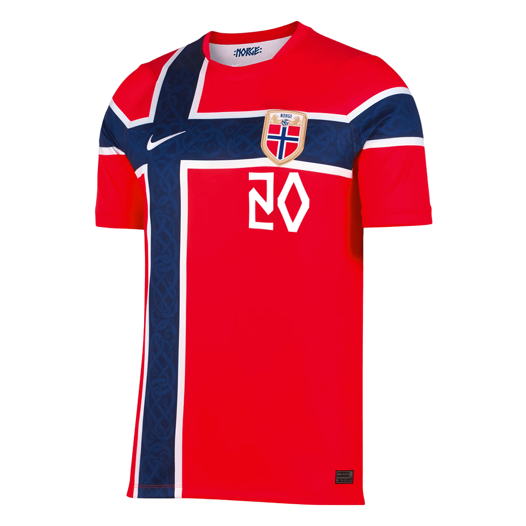 NUSA #20 Heren Norway Thuis Voetbalshirt WK Voetbal 2026 - achterkant