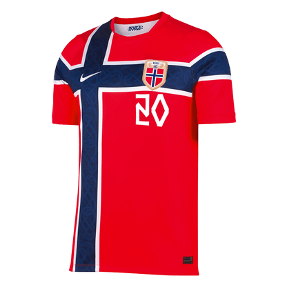 NUSA #20 Heren Norway Thuis Voetbalshirt WK Voetbal 2026 - achterkant