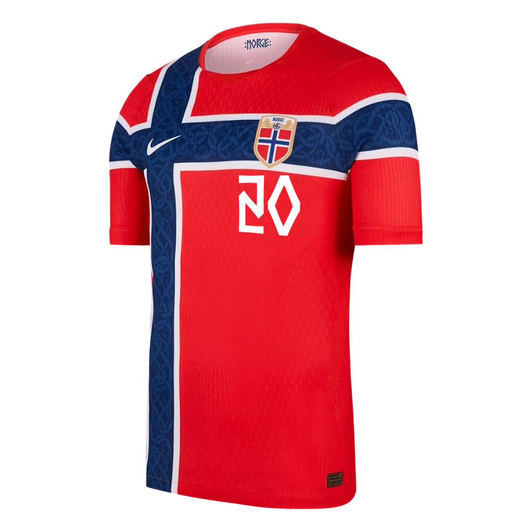 NUSA #20 Norway Thuis Spelersversie Voetbalshirt WK Voetbal 2026 - Slim Fit - achterkant