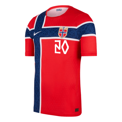 NUSA #20 Norway Thuis Spelersversie Voetbalshirt WK Voetbal 2026 - Slim Fit - achterkant