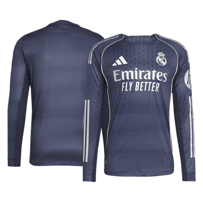 Real Madrid Uit Spelersversie Lange Mouwen Voetbalshirt 2025/26 - Slim Fit