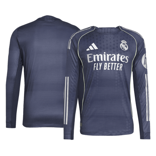 Real Madrid Uit Spelersversie Lange Mouwen Voetbalshirt 2025/26 - Slim Fit