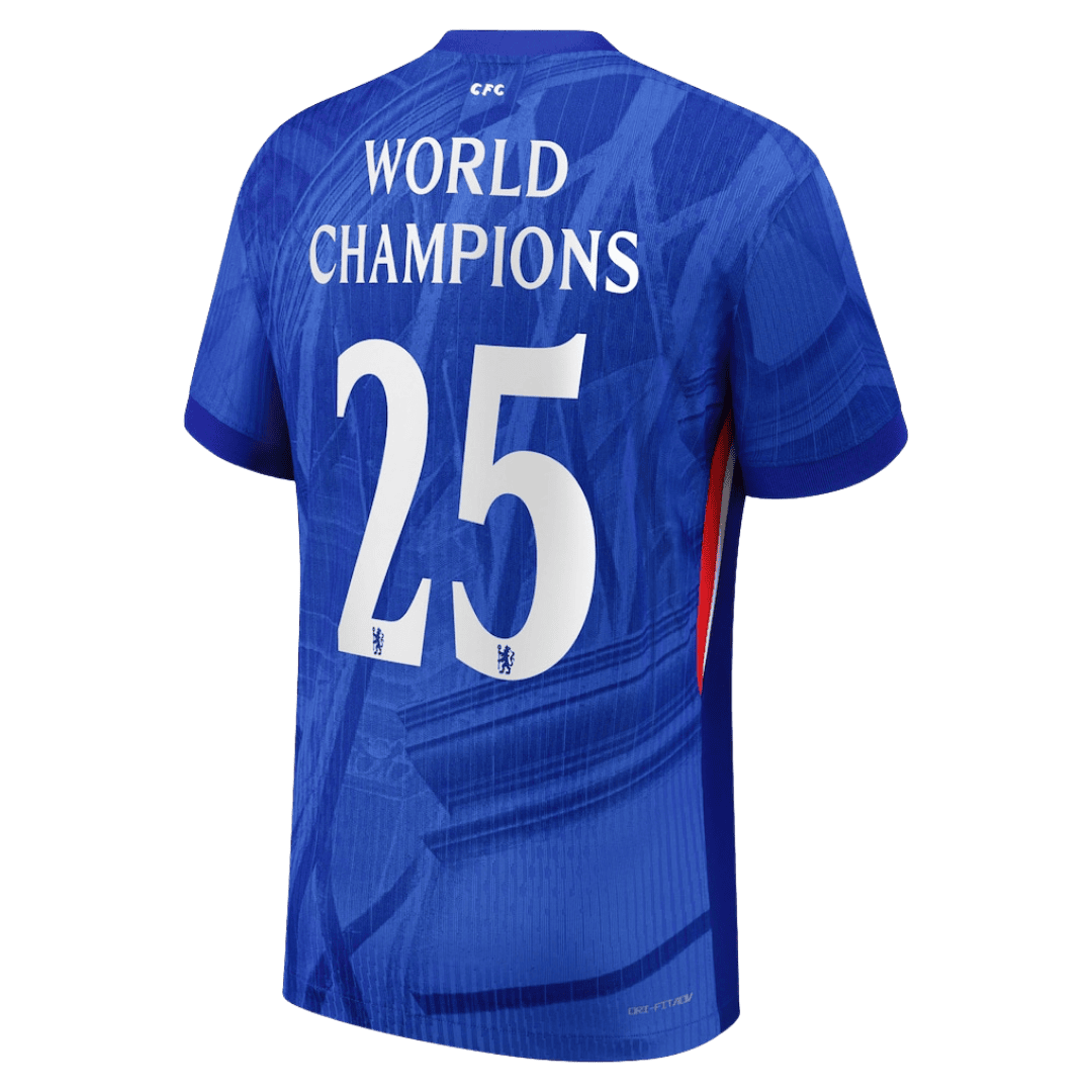 Maillot de football Chelsea domicile n° 25 des CHAMPIONS DU MONDE 2025/26 - Coupe slim
