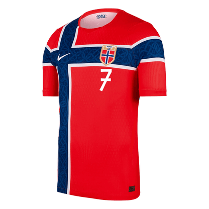 SØRLOTH #7 Norway Thuis Spelersversie Voetbalshirt WK Voetbal 2026 - Slim Fit - achterkant