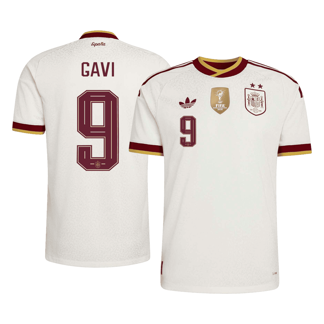 GAVI #9 Spanje Spelersversie Uitshirt WK Voetbal 2026 - slim fit【Kampioenseditie】