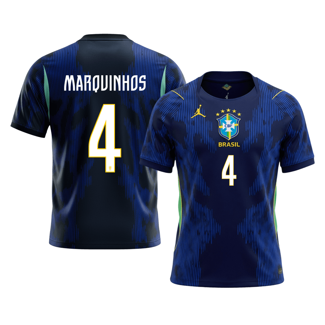 MARQUINHOS #4 Heren Brazil Uit Voetbalshirt WK Voetbal 2026