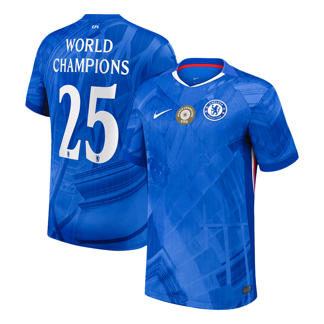 Maillot de football domicile Chelsea pour homme, CHAMPIONS DU MONDE #25 2025/26 [PREMIUM]