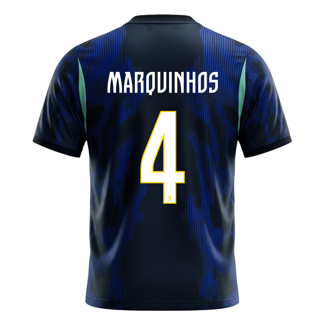 MARQUINHOS #4 Heren Brazil Uit Voetbalshirt WK Voetbal 2026