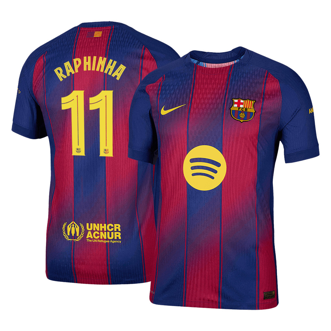 RAPHINHA #11 Barcelona Thuis Spelersversie Voetbalshirt 2025/26  - UCL - Slim Fit