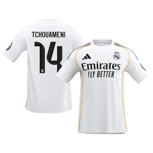 Maillot de football domicile Real Madrid TCHOUAMENI #14 pour homme 2025/26 [PREMIUM]