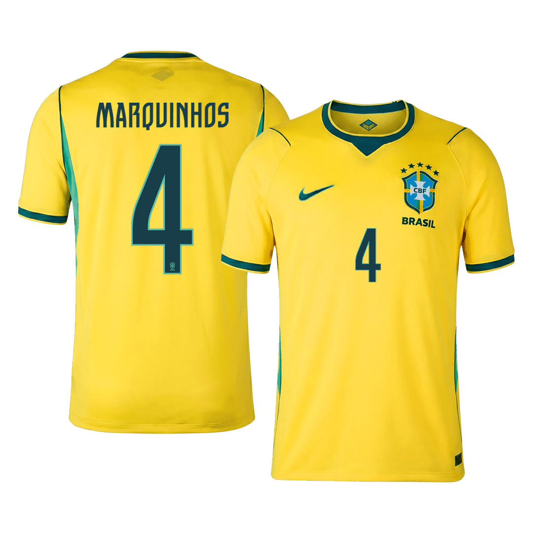 MARQUINHOS #4 Heren Brazil Thuis Voetbalshirt WK Voetbal 2026