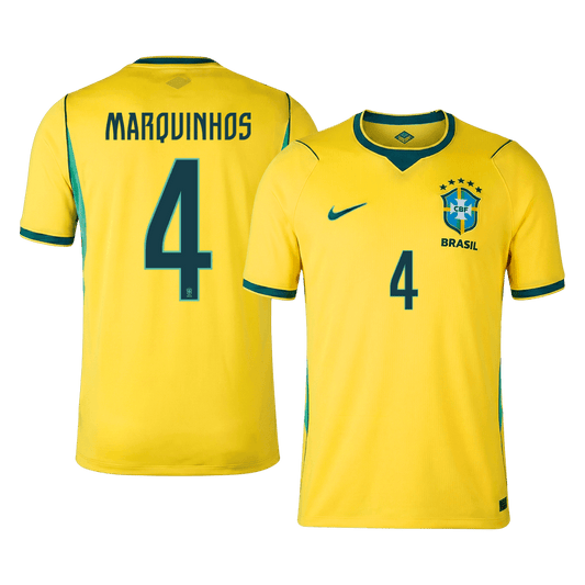 MARQUINHOS #4 Heren Brazil Thuis Voetbalshirt WK Voetbal 2026