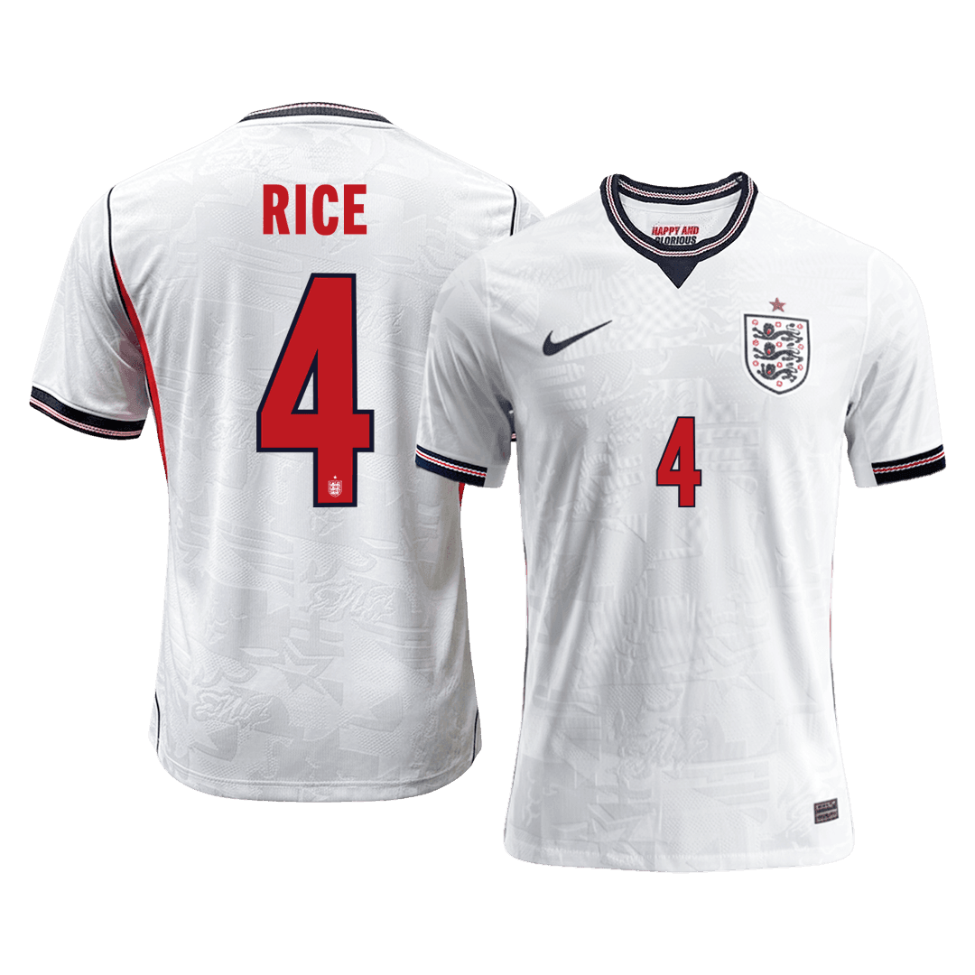 RICE #4 England Thuis Spelersversie Voetbalshirt WK Voetbal 2026 - Slim Fit - voorkant
