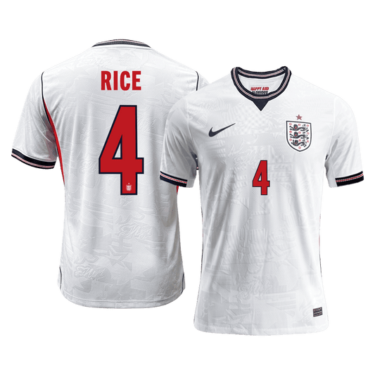 RICE #4 England Thuis Spelersversie Voetbalshirt WK Voetbal 2026 - Slim Fit - voorkant