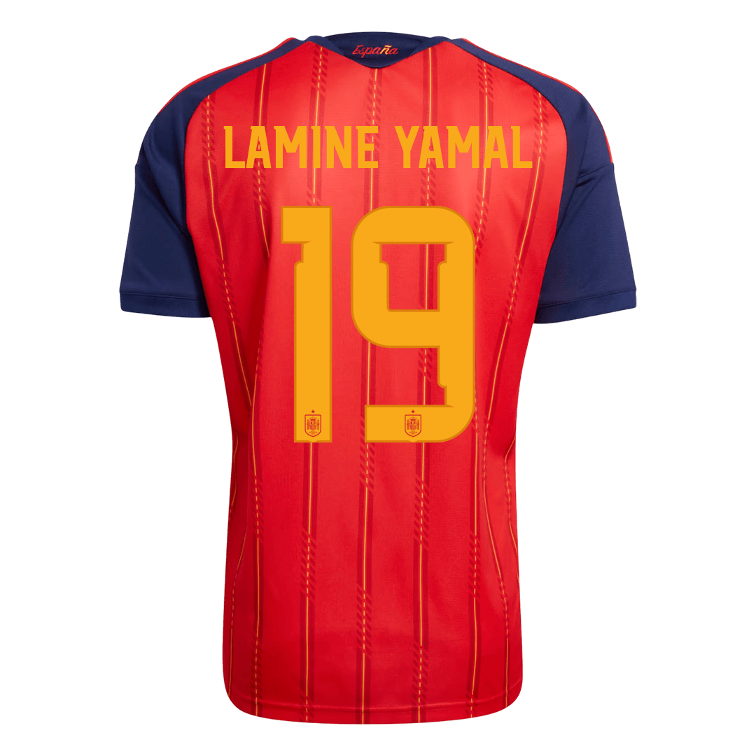 LAMINE YAMAL #19 Heren Spain Thuis Voetbalshirt WK Voetbal 2026 [PREMIUM] - achterkant
