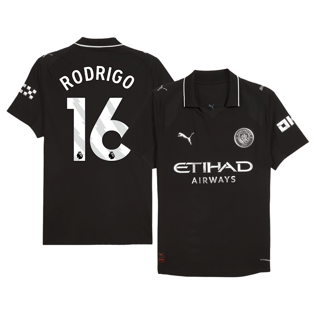 RODRIGO #16 Manchester City Uit Spelersversie Voetbalshirt 2025/26 - Slim Fit