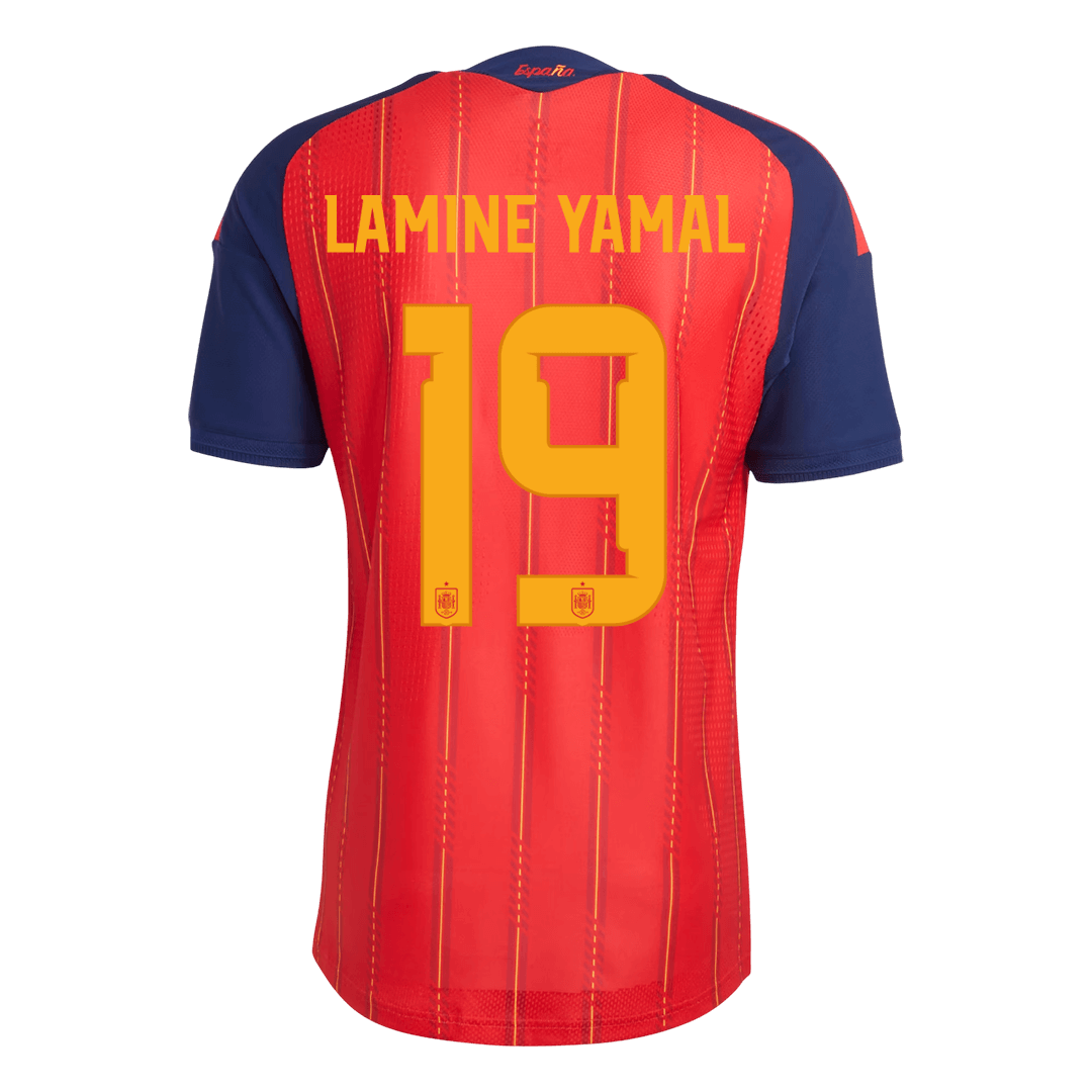 LAMINE YAMAL #19 Spain Thuis Spelersversie Voetbalshirt WK Voetbal 2026 - Slim Fit - achterkant