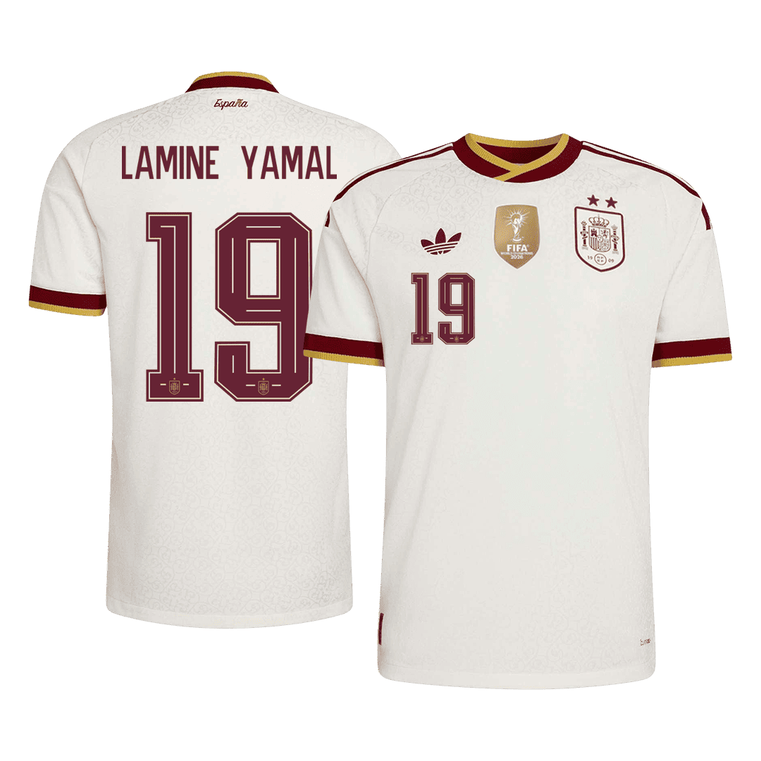 LAMINE YAMAL #19 Spanje Spelersversie Uitshirt WK Voetbal 2026 - slim fit【Kampioenseditie】