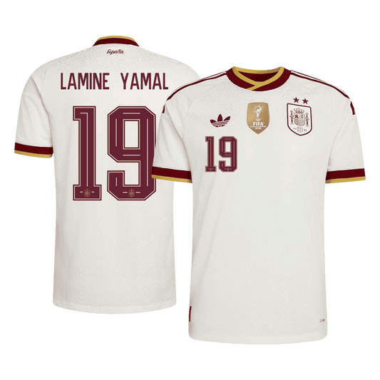 LAMINE YAMAL #19 Spanje Spelersversie Uitshirt WK Voetbal 2026 - slim fit【Kampioenseditie】
