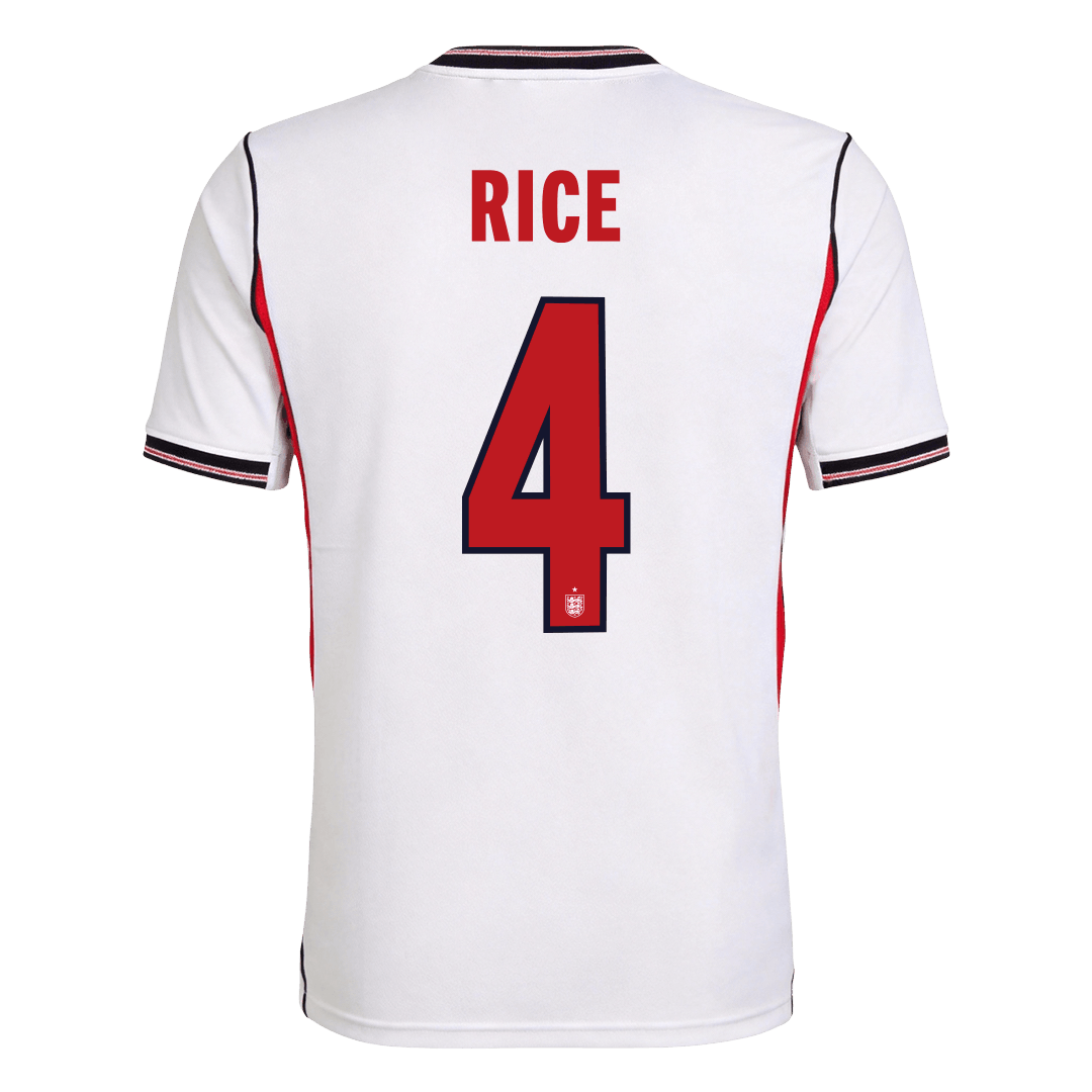 RICE #4 Heren England Thuis Voetbalshirt WK Voetbal 2026 - detail