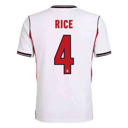 RICE #4 Heren England Thuis Voetbalshirt WK Voetbal 2026 - detail