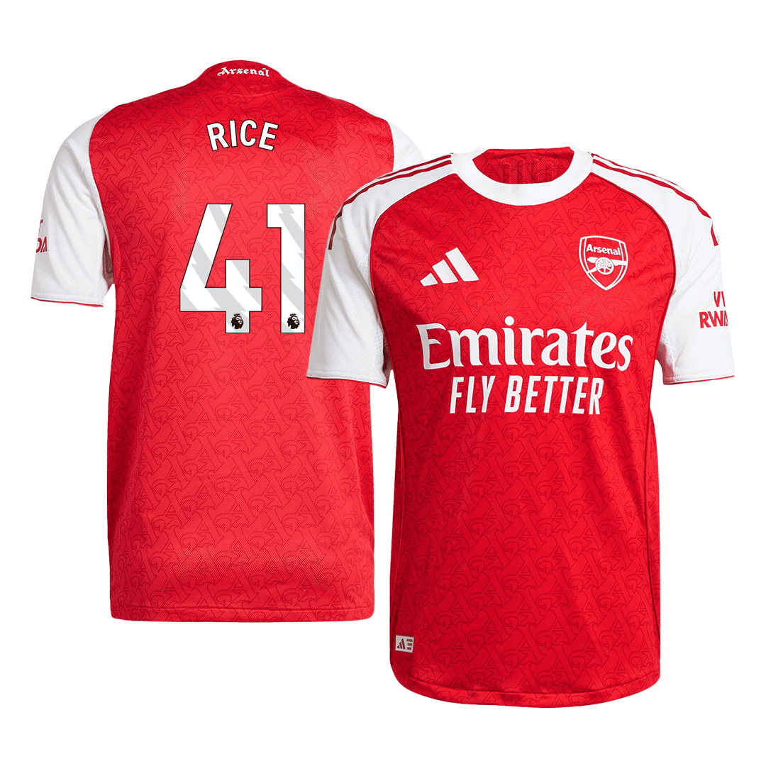 RICE #41 Arsenal Thuis Spelersversie Voetbalshirt 2025/26 - Slim Fit - voorkant