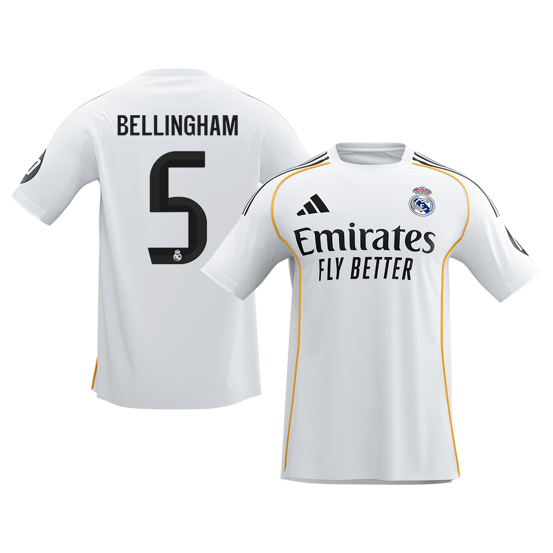 BELLINGHAM #5 Heren Real Madrid Thuis Voetbalshirt 2025/26 [PREMIUM]
